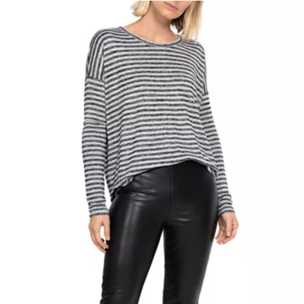 Rag & bone The Knit Striped Long-Sleeve Tee grey black size medium - Picture 7 of 7